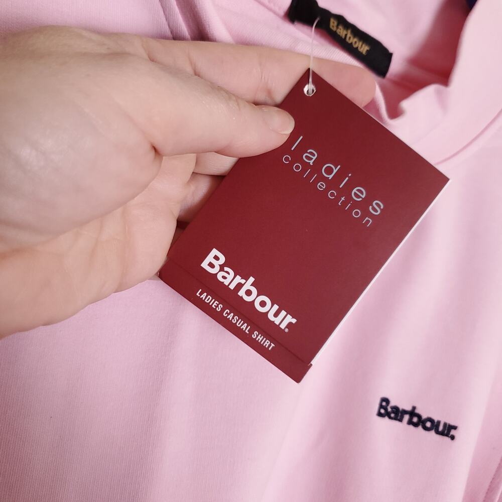 NWT BARBOUR Mock Neck Long Sleeve Top Turtleneck Terry Bubblegum Pink Sz 10 - Picture 8 of 13